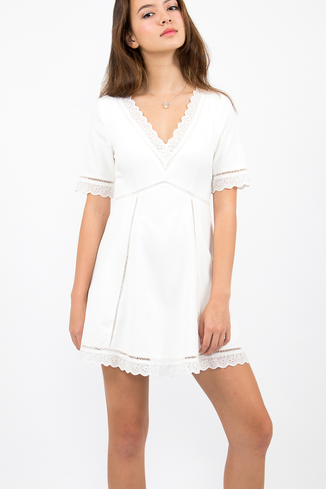 Bianca Boho A-Line Dress - White